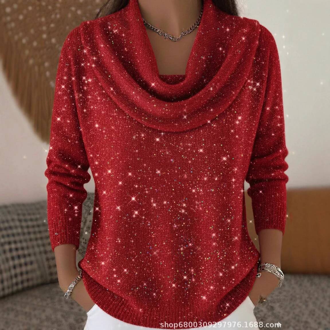 Winter Clothing Taiwan - 여성용 패션 스팽글 니트 스웨터 캐주얼