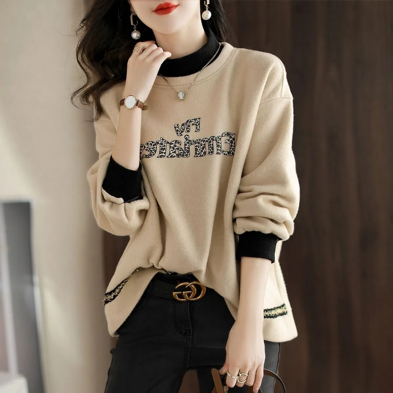 Winter Clothing Label - 정품 여성복 페이크 투피스, 두꺼운 후드티,