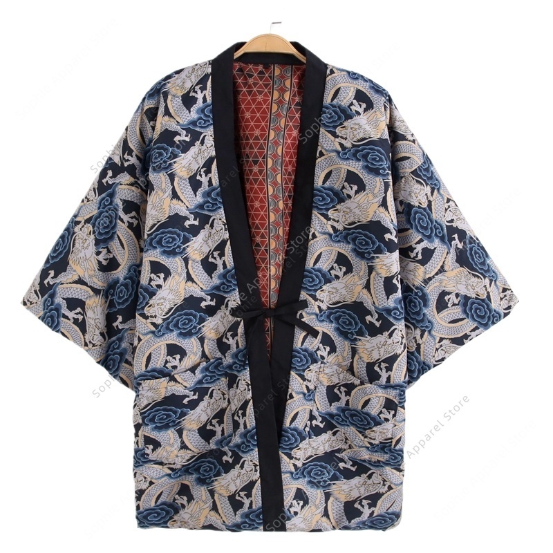 Traditional Winter Japanese Clothing - 가을 겨울 일본식 용 프린트 한텐