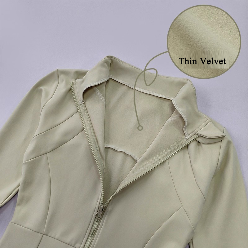 Winter Yoga Clothing - 여성용 긴팔 스포츠 플리스 재킷, 슬리밍