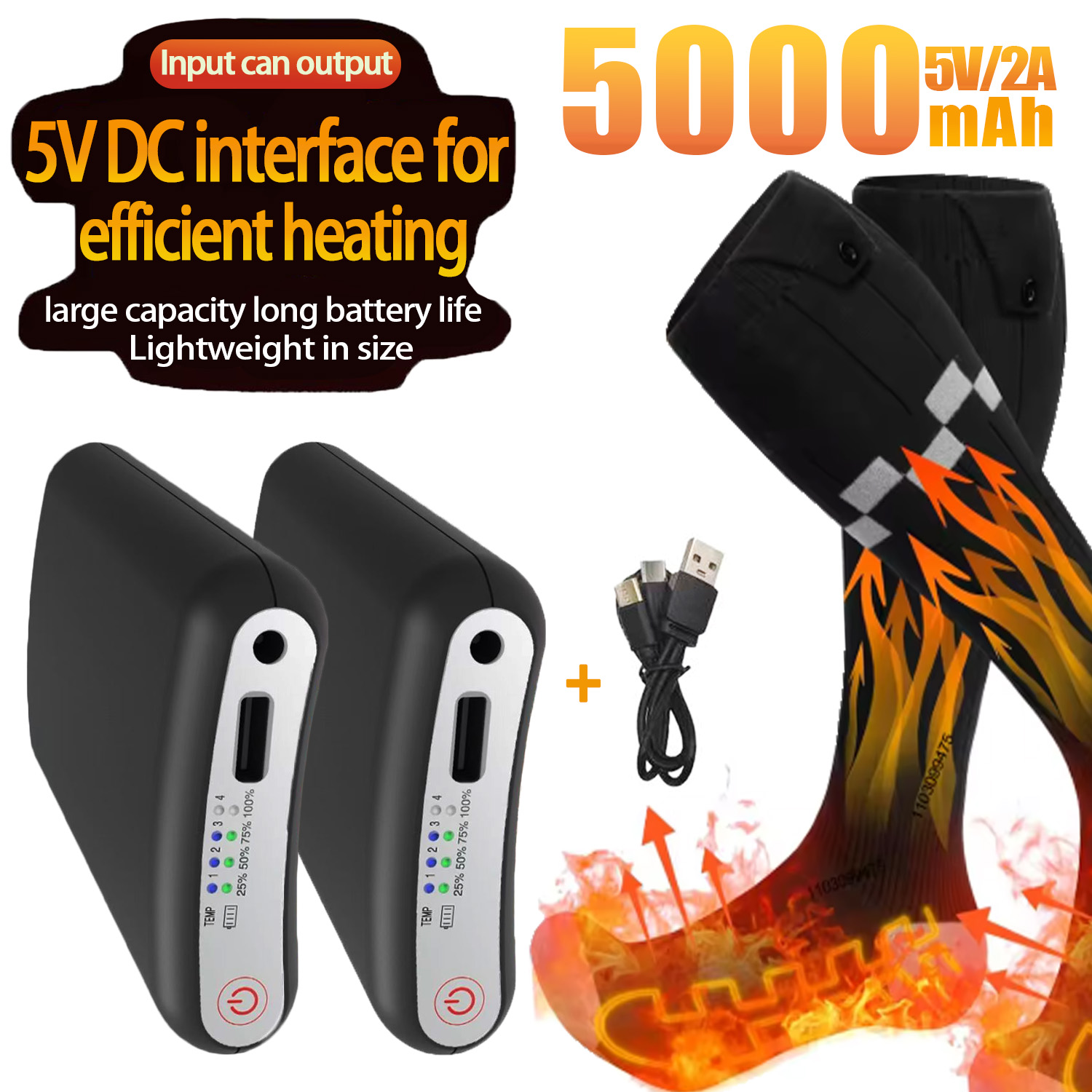Heated Insole Rechargeable - 내구성 5000mAh 5V 배터리 앱 제어