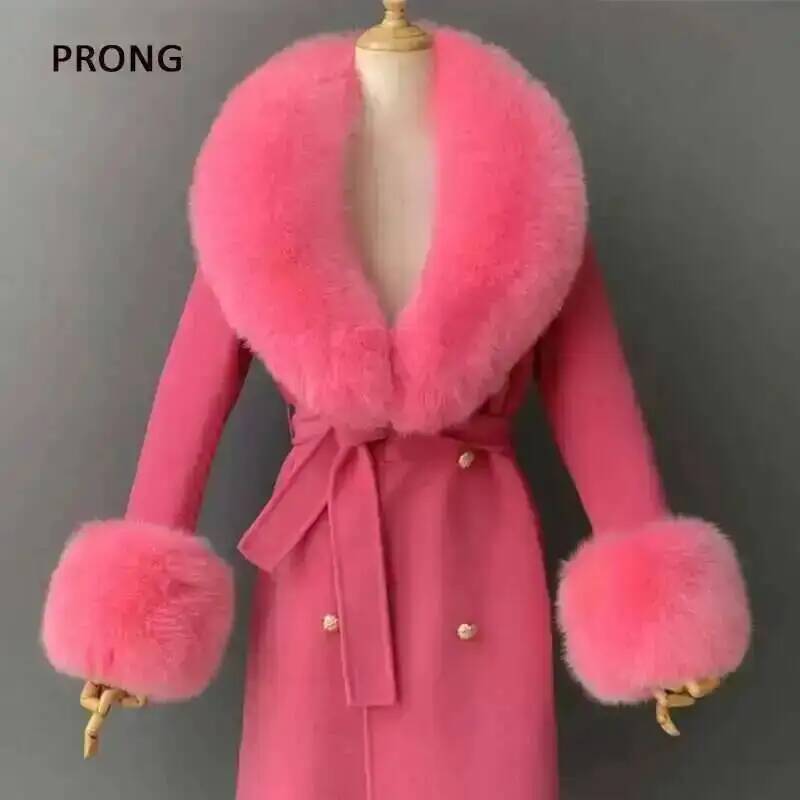 Winter Clothing Women Sale - 리얼 모피 칼라와 커프스 세트 겨울