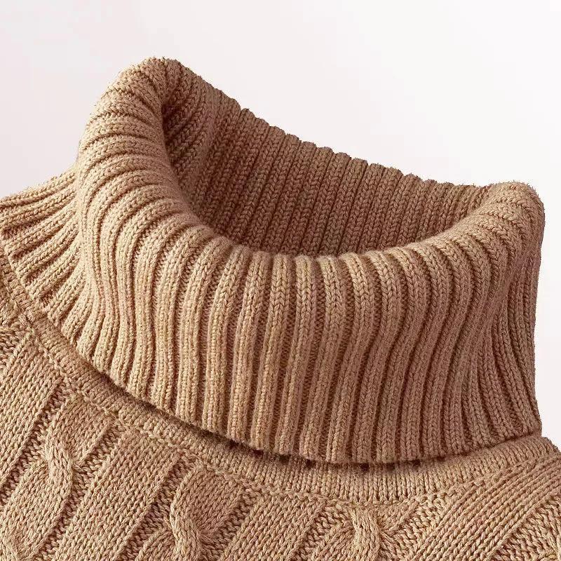 Winter Clothing Taiwan - 뜨게 하이넥 스웨터, 프라이드 반죽 트위스트