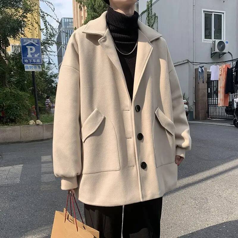 한국산 단색 울 코트 가을 겨울 기본 테일러드 칼라 남 - Winter Clothing Taiwan 리뷰 및 가격