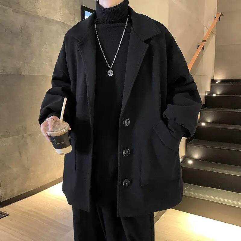 한국산 단색 울 코트 가을 겨울 기본 테일러드 칼라 남 - Winter Clothing Taiwan 리뷰 및 가격