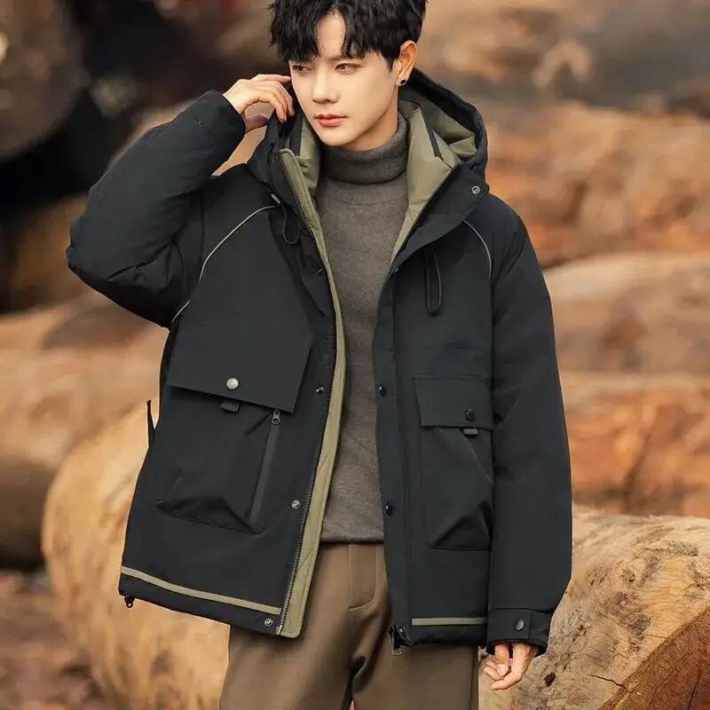 남성용 다운 재킷 작업복 두꺼운 루즈핏 따뜻한 후드 아 - Winter Clothing Taiwan 리뷰 및 가격