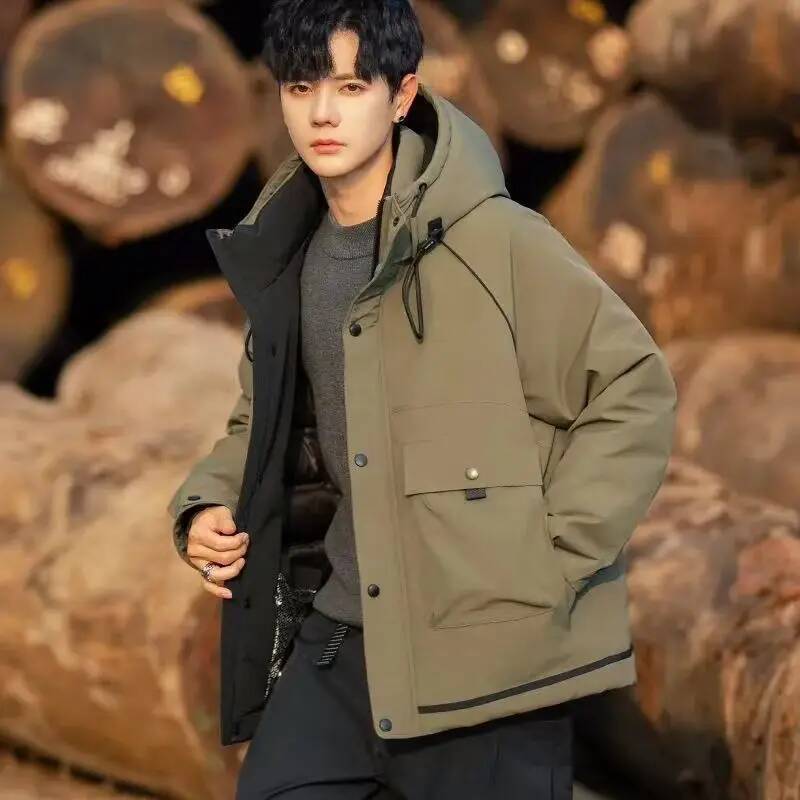남성용 다운 재킷 작업복 두꺼운 루즈핏 따뜻한 후드 아 - Winter Clothing Taiwan 리뷰 및 가격