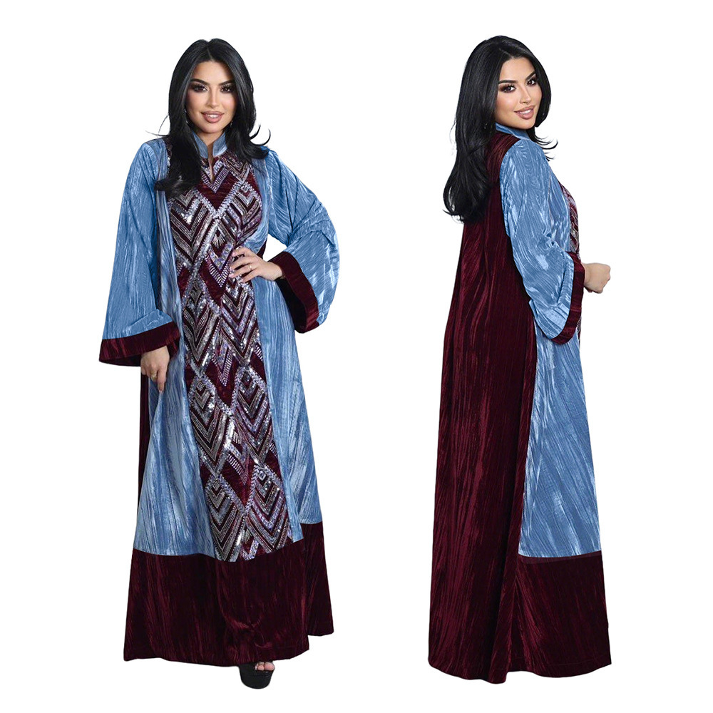 Xqy500461 의류 벨벳 패치워크 여성 의류 드레스 - Winter Clothing Dubai 리뷰 및 가격