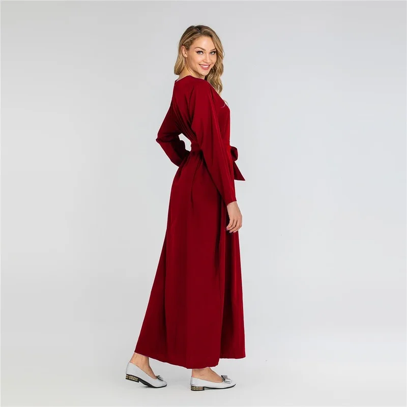 여성용 Eid 팜므 드레스 아바야 두바이 터키 단색 로 - Winter Clothing Dubai 리뷰 및 가격