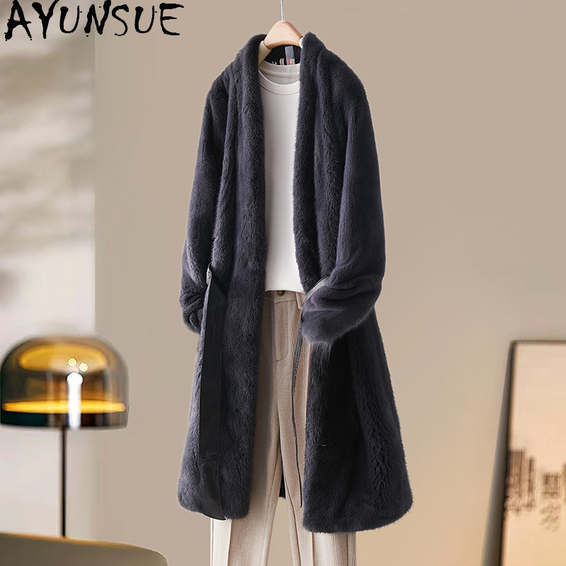 AYUSNUE 천연 여성 밍크 코트 여성 의류 겨울 자 - Winter Clothing Label 리뷰 및 가격