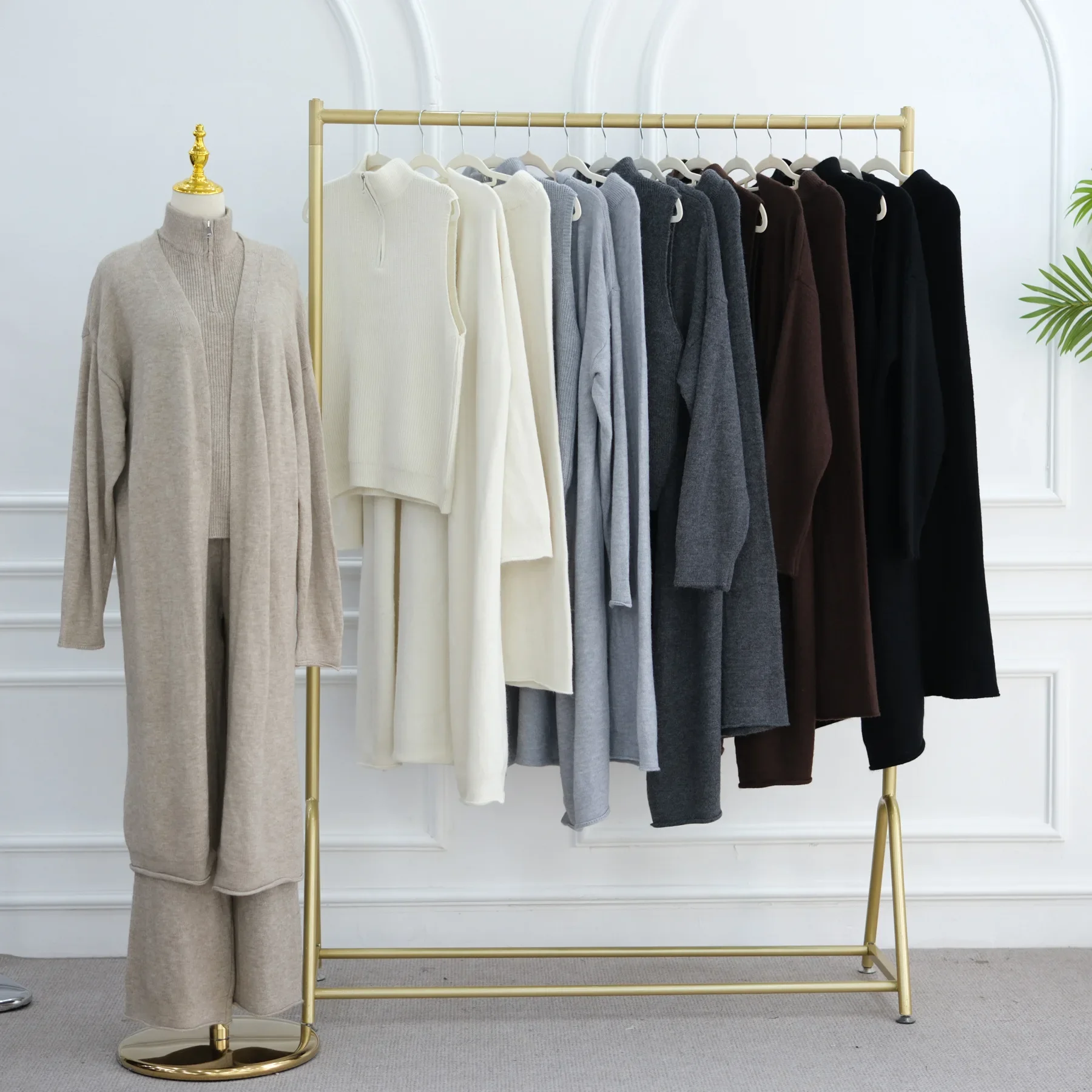 3PCS 여성 무슬림 스웨터 세트 상의 니트 가디건 바 - Winter Clothing Dubai 리뷰 및 가격