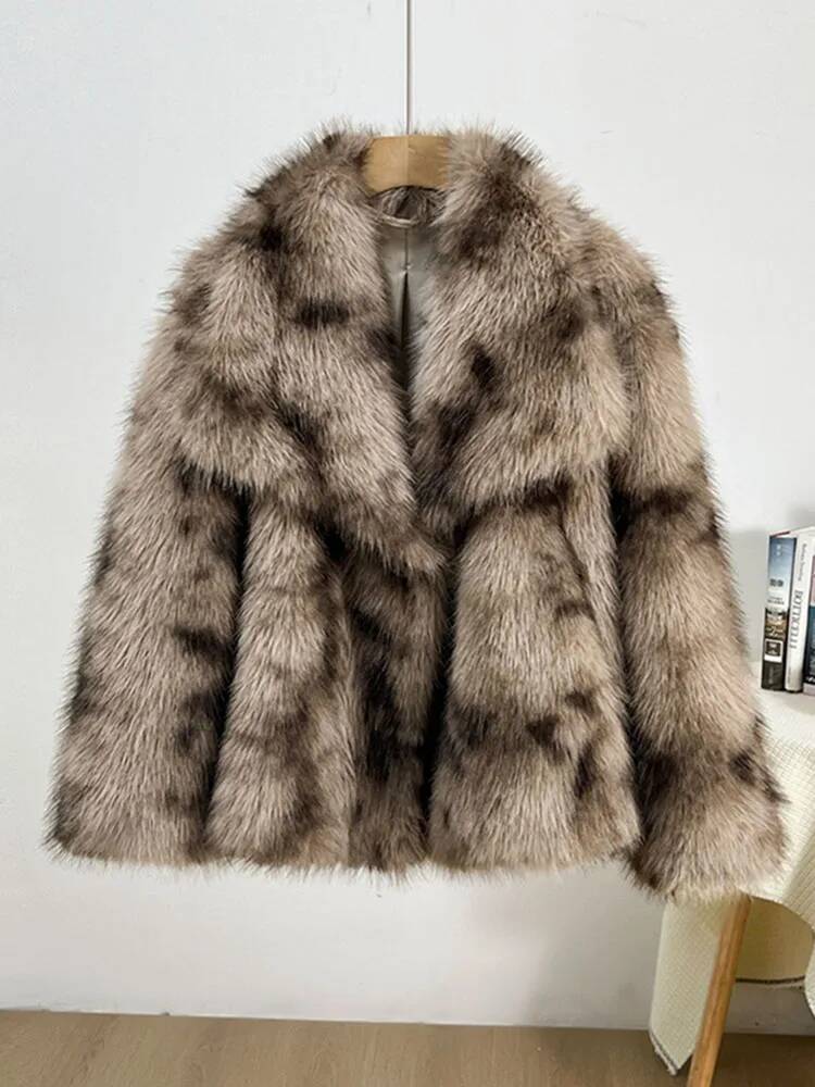 2026 시크 레오파드 프린트 빅 칼라 오버사이즈 푹신 - Winter Clothing Taiwan 리뷰 및 가격