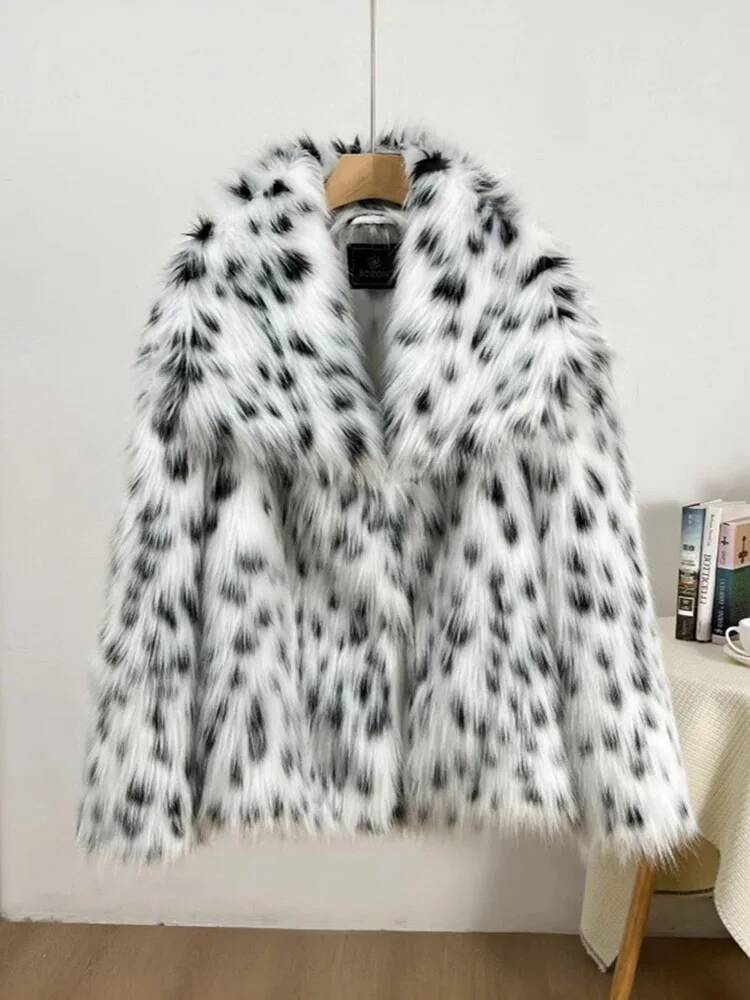 2026 시크 레오파드 프린트 빅 칼라 오버사이즈 푹신 - Winter Clothing Taiwan 리뷰 및 가격