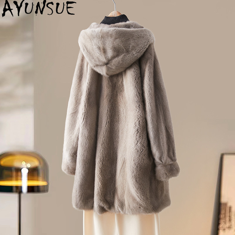 AYUSNUE 럭셔리 천연 밍크 모피 코트 여성 의류  - Winter Clothing Label 리뷰 및 가격