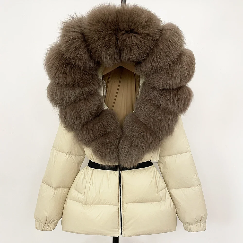 90% 화이트 덕 다운 코트 패션 후드 리얼 퍼 코트  - Winter Clothing Wholesale 리뷰 및 가격