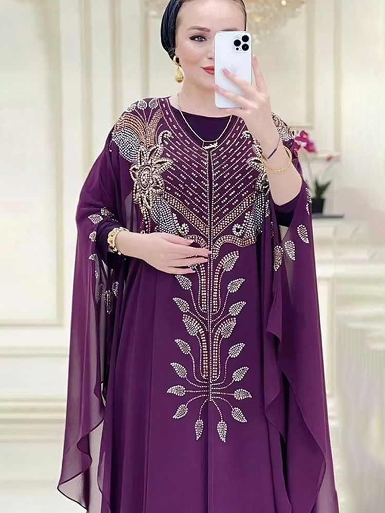 시폰 Boubou 이슬람 패션 Abaya 2 PCS 세 - Winter Clothing Dubai 리뷰 및 가격