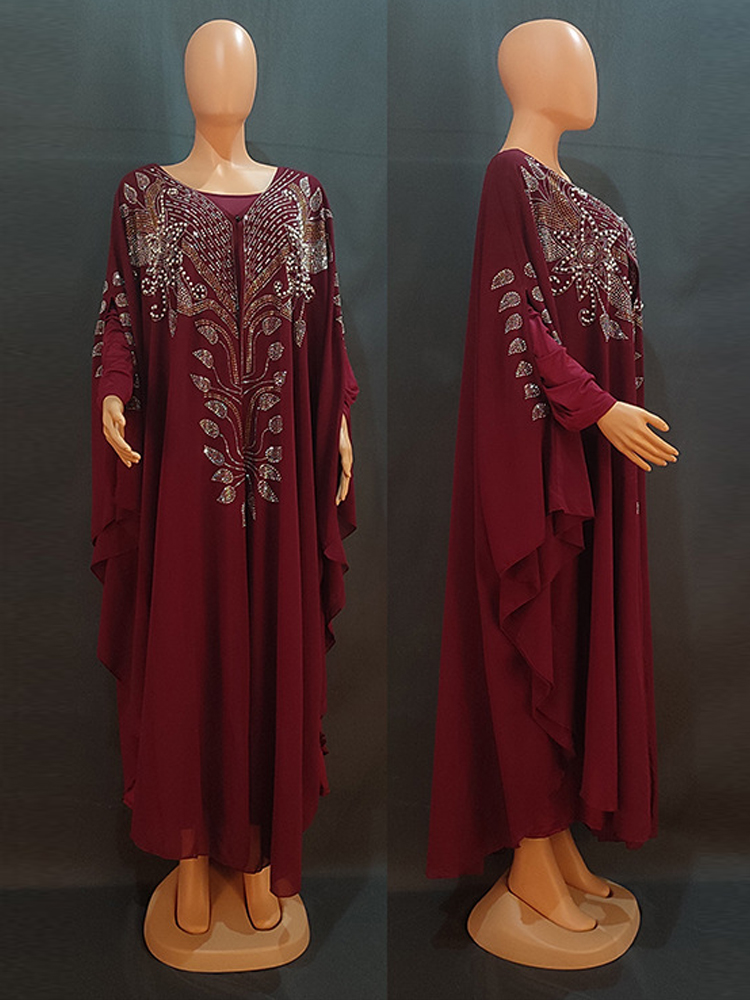 시폰 Boubou 이슬람 패션 Abaya 2 PCS 세 - Winter Clothing Dubai 리뷰 및 가격